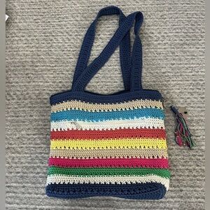 The Sak Bright Multicolor Purse Striped Crochet Shoulder Bag
